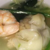 Wonton Soup · Chicken, fresh shrimp, Chinese vegetable, and wonton in chicken broth.