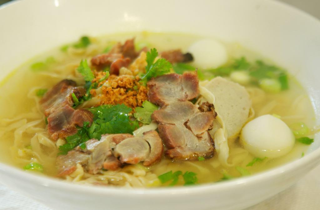 90. Ba-Mee Moo Dang · Egg noodles with roasted pork.