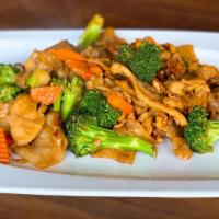 Pad See Ew Noodle · Most popular. Fresh wide rice noodles stir-fried with egg, broccoli, pea, and carrot in soyb...