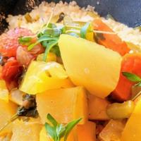 Vegetarian Couscous · Seasonal vegetables and brown butter.