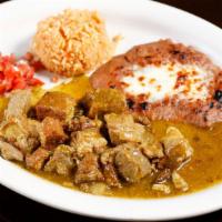Chile Verde Plate - Pork · Pork cooded in green source.