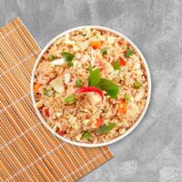 House Fried Rice With Chicken · Fried rice with egg, onion, tomatoes, green onion with chicken.