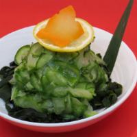Wakame Sunomono · Cucumber salad, seaweed, vinegar dressing gluten free.