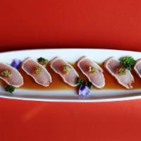 Bincho · Pole-caught albacore tuna, garlic, ponzu, scallions gluten free available; cross contaminati...