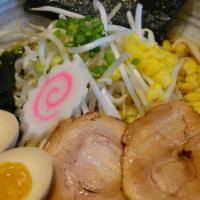 Ramen Noodles · Include slow cooked Berkshire pork bellies, soy-marinated soft egg, sweet yellow corn, fresh...