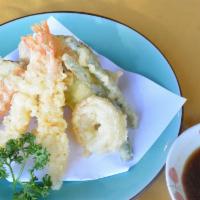 Shrimp Tempura · Three prawns and vegetables deep-fried in light tempura batter.