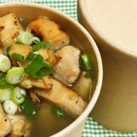 Chicken Udon soup · teriyaki chicken with vegetables and Japanese noodle on chicken broth
