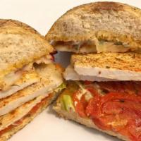 Sausalito Side Slapper · grilled marinated herb chicken,jack cheese,sun dried tomato aioli,sauteed redbell pepper,red...