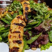 Bangkok · Organic mixed greens served with ginger curry marinated grilled chicken, red onions, mint, s...