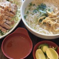 14. Duck & Dry Bamboo with Vermicelli Noodle · Shredded duck & bamboo shoots in chicken broth served w/ cabbage and homemade ginger sauce o...