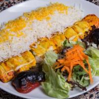 Chicken Kabab Meal (Rice & Salad) · Fresh off the grill Chicken skewers served on a bed of rice with a side salad.