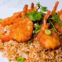 Khao Pad Fried Shrimp · Fried Shrimp over fried rice with sweet chili sauce