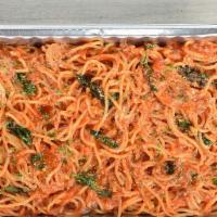 Half Tray  Spaghetti Pomodoro (Vegetarian) · Serves 6-8 people