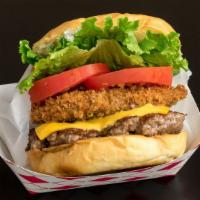 True Deluxe · Cheesy trueburger topped with our crispy whole Portobello mushroom burger stuffed with smoke...