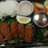 Fried Oysters Bento Box  · 5Pc of Fried Oysters from Hiroshima Japan on Bento Box!!!