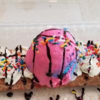 Churro sundae · 3 classic churros  with your favorite ice cream flavor  , whip, rainbow sprinkles , chocolat...