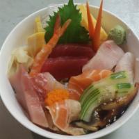 Chirashi · Assorted fresh sashimi over seasoned rice.