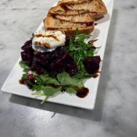 Beets and Goat Cheese · evoo, chives, crostini