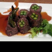 Asparagus Beef · This item may take more time. Asparagus wrapped in grilled beef.