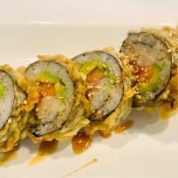 K.C. Roll · Deep-fried with tuna, salmon, hamachi, and avocado w/sweet sauce, sesame seed.
