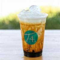 Brown sugar iced milk with grass jelly · 