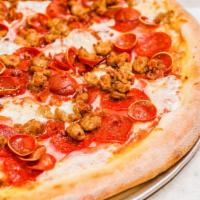 Meat Lovers · Pepperoni, linguiça, bacon, Italian sausage and Canadian bacon.