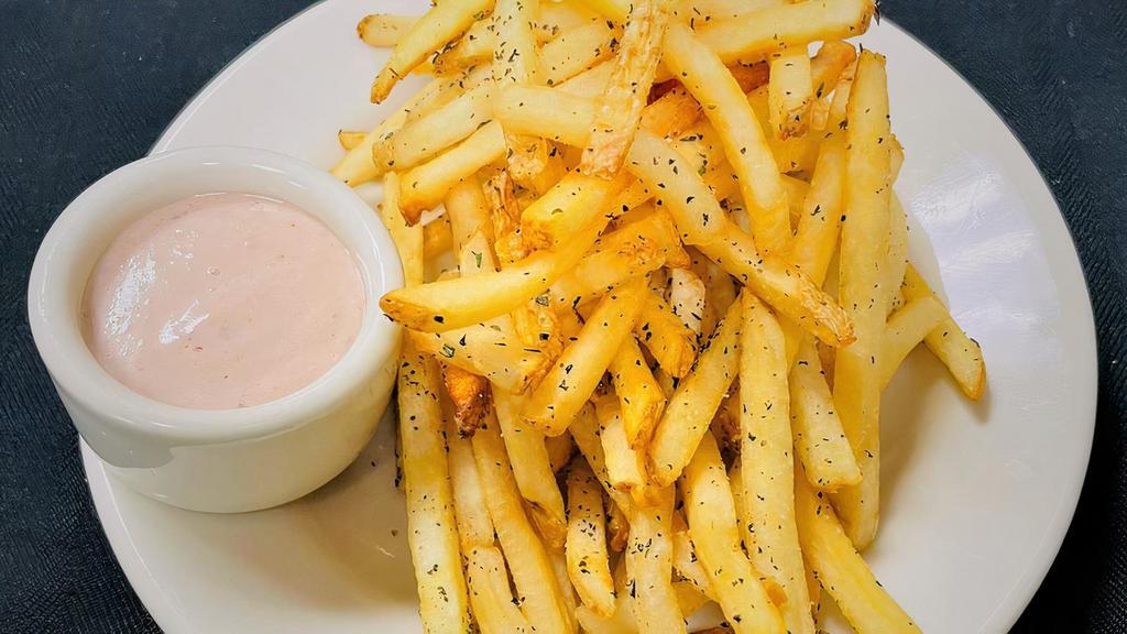 Salt And Pepper Crush French Fries & Kalamata Aioli · 