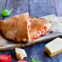 Three Cheese Calzone · Pan-baked thick pizza crust layered with mozzarella cheese, ricotta cheese, and parmesan che...
