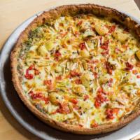 The Sicilian (Medium) · Vegetarian. Pesto sauce, slivered almonds, roasted red bell peppers, fresh roasted garlic, a...
