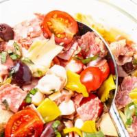 Antipasto Salad · Fresh cut lettuce mixed with pepperoni, salami, black olives, red peppers, provolone cheese,...