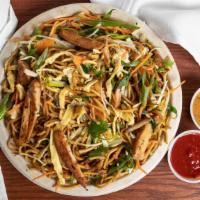 Chicken Chow Mein · Noodles, chicken, carrots, cabbage, green beans, asparagus, onion, garlic, MSC, tossed in ve...