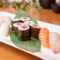 Nigiri Sushi · Seven pieces. Nigiri sushi & one roll tekka maki.