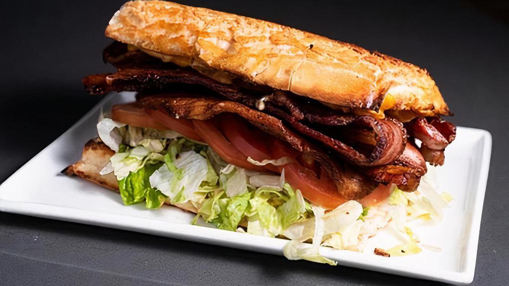 BATTLE · Honey Cured Bacon, Choice of Cheese (American, Cheddar, Muenster, Provolone, Swiss), Lettuce, Tomatoes, Hidden Sauce