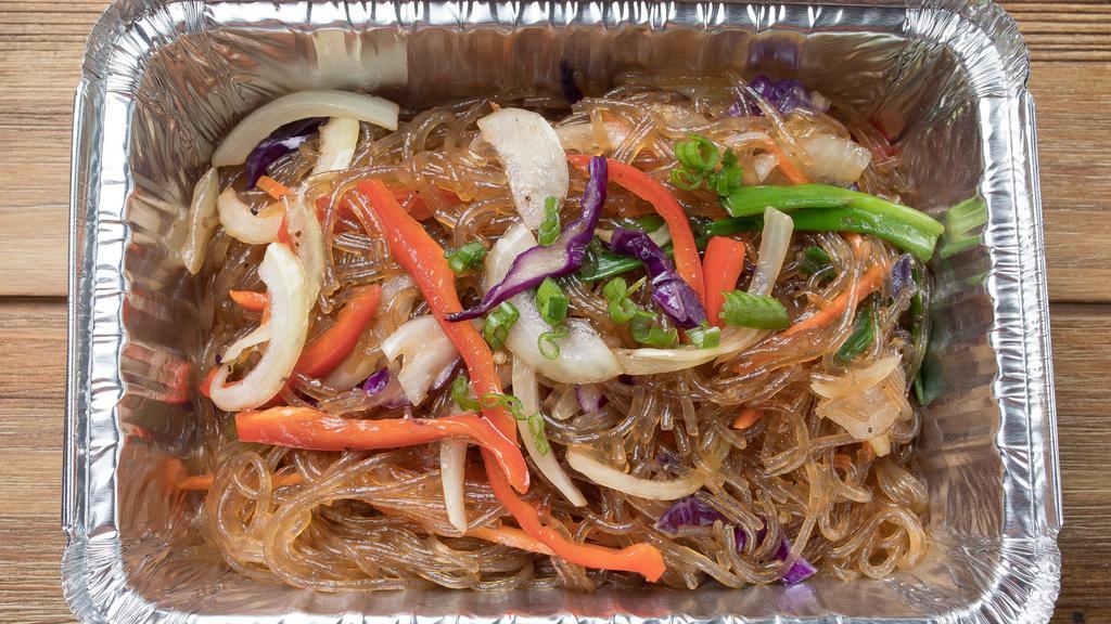 Jap Chae - Stir Fried Glass Noodles · Sir fried noodles with vegetables.