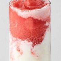 Strawberry Frostie · Ice blended fresh strawberries smoothie served with a layer of rich cheese foam
