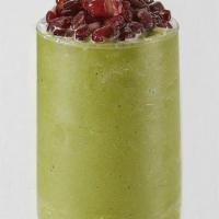 Mochi Matcha Frostie · Ice blended Matcha smoothie paired with our house-made mochi and topped with sweet red bean