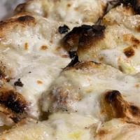 Quattro Formaggi · Pecorino romano cheese, Gorgonzola, smoked provola and fresh fior di latte mozzarella topped...