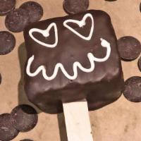Chocolate Dipped Brownie · Imagine our rich chocolate brownie, on a pop sickle stick, and dipped in chocolate. Bet your...