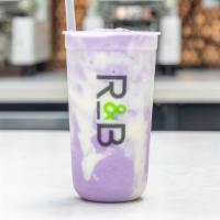 Fresh Taro Milk Tea · Fresh Taro Milk Tea with taro chunks and a touch of Ube which creates a nice deep purple col...