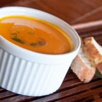 Carrot and Ginger Soup · Organic carrots, ginger, and onions pureed with chicken broth.
