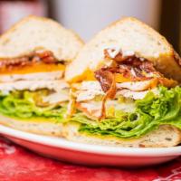 Rossi Special Sandwich · Chicken breast, bacon, and cheese. Includes mustard, mayonnaise, lettuce, tomato, pickles, o...