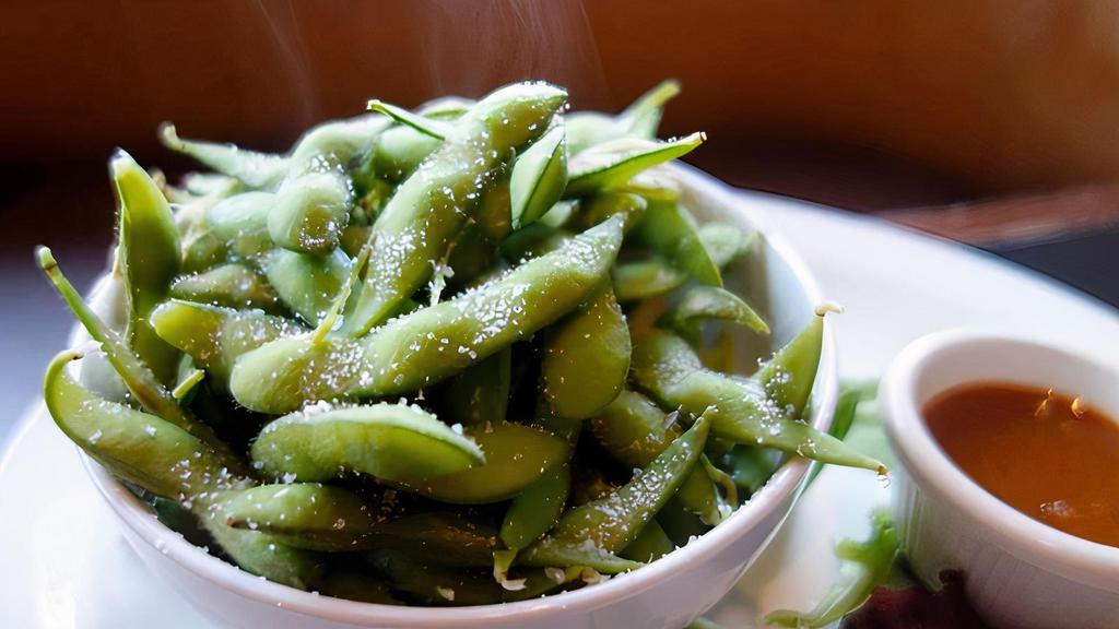 EDAMAME · served with a sweet and spicy, sesame soy sauce