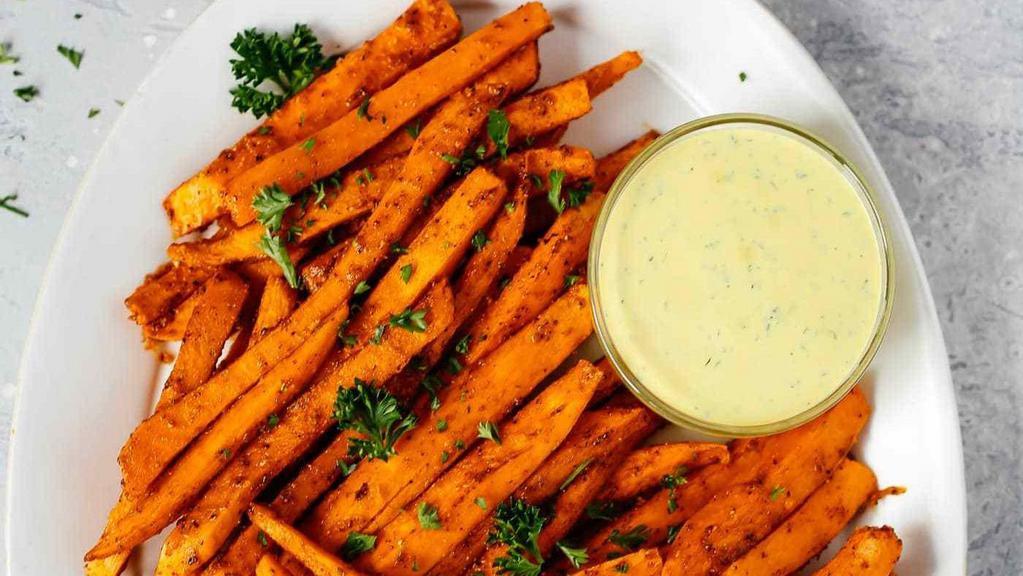SWEET POTATO FRIES · Make them garlic style for no extra charge.