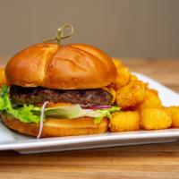 THE PATIO BURGER · half pound angus burger topped with choice of cheese, lettuce, tomato, onion and garlic aioli.