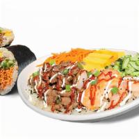 Bulgogi Beef With Shrimp · Thinly-Sliced Marinated Steak, Sautéed Shrimp, Sushi Rice, Tamago, Cucumber, Scallion, Pickl...