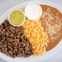Combo Plate · Choice of meat served with rice, beans, and guacamole.