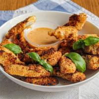 Honey Mustard Chicken Tenders · Golden & crispy chicken tenders fried to a perfect crisp and smothered in delicious honey mu...