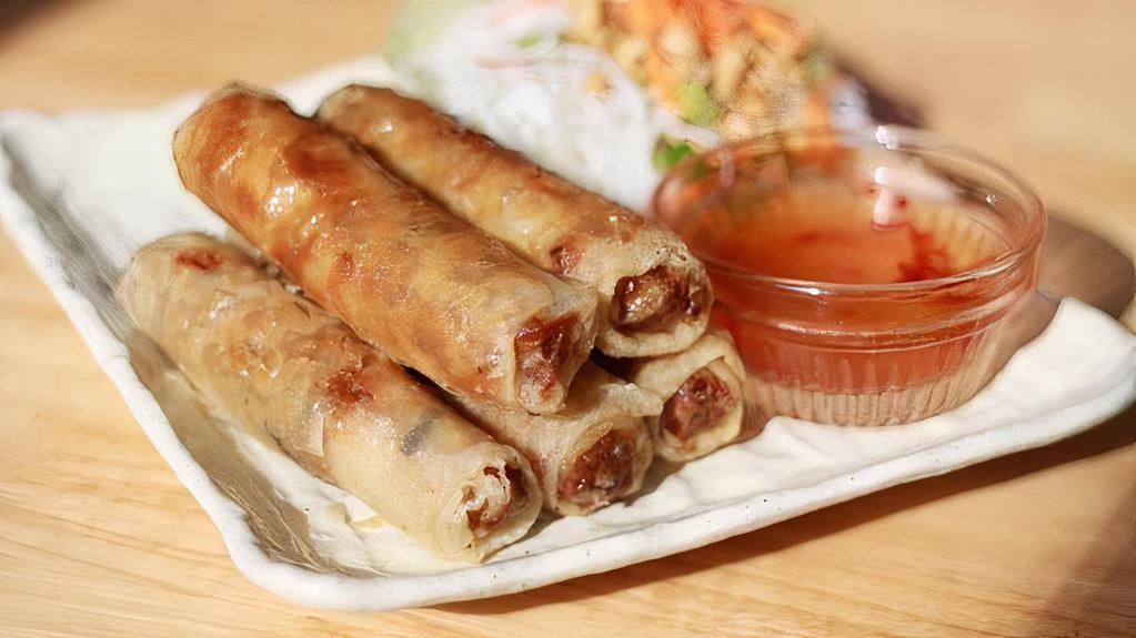  Imperial Rolls  · Deep fried rolls stuffed with minced pork, taro root and carrots. Served with fish sauce.