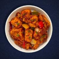 Chili Paneer Panther  · Cooked in soy sauce using corn flavor, tomatoes, chilies and garlic