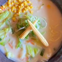 Vegetable Ramen · cabbage, carrots, green onions, chives, bean sprouts, sweet corn, baby corn (picture shown w...